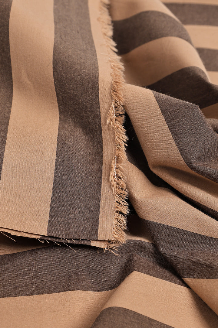 Atelier Brunette - Oat Chocolate Stripes Cotton Fabric