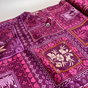 Patchwork Foliage Fuchsia Cotton Sateen Fabric