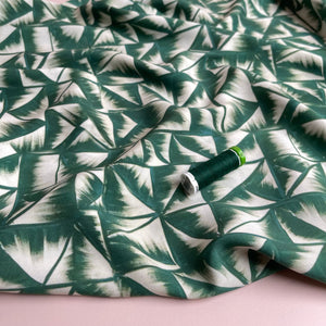 Smudged Triangles in Green Viscose Fabric