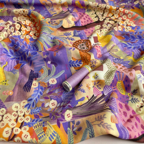 REMNANT 1.88 Metres - Nerida Hansen - Lion Coyote Jungle in Lavender Viscose  with LENZING™ ECOVERO™ fibres (Copy)