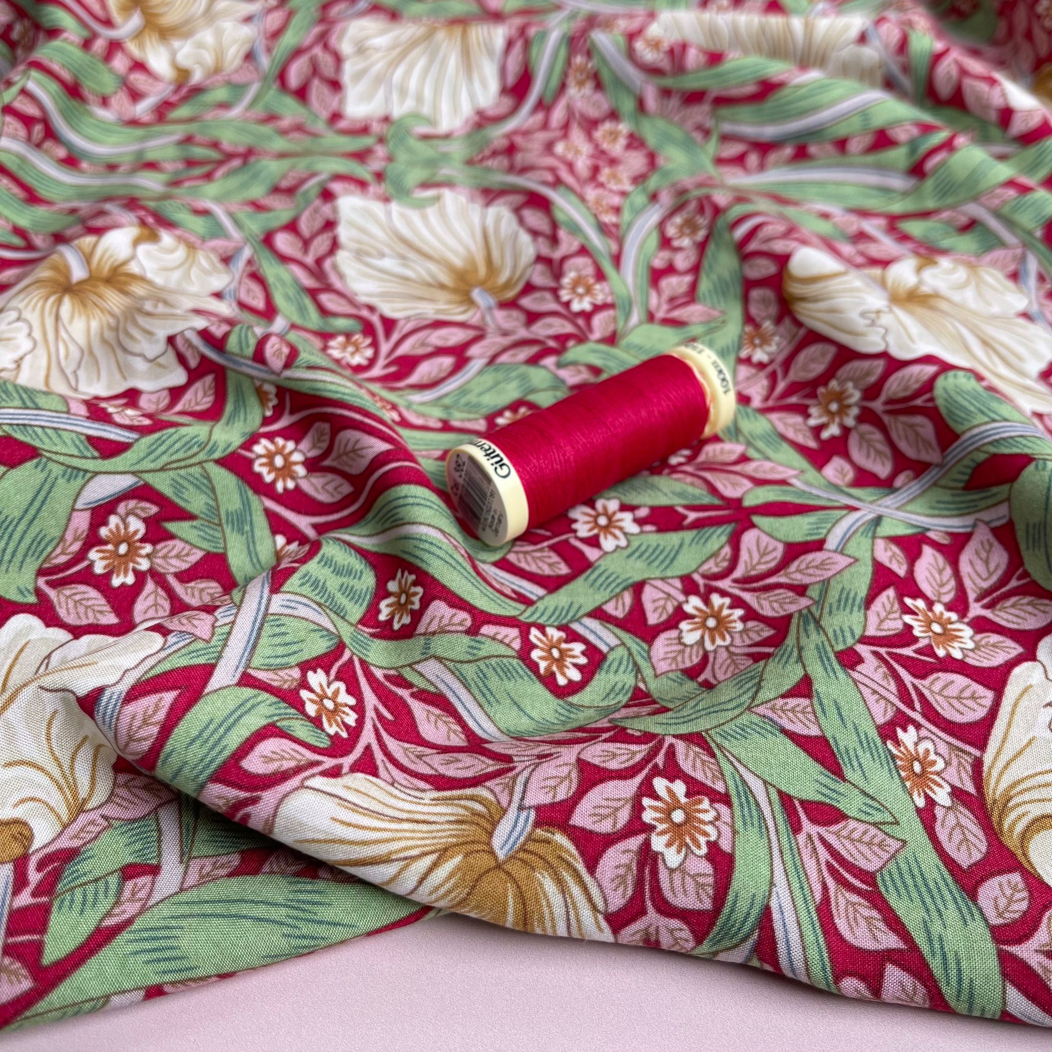 Morris Crimson Viscose Fabric