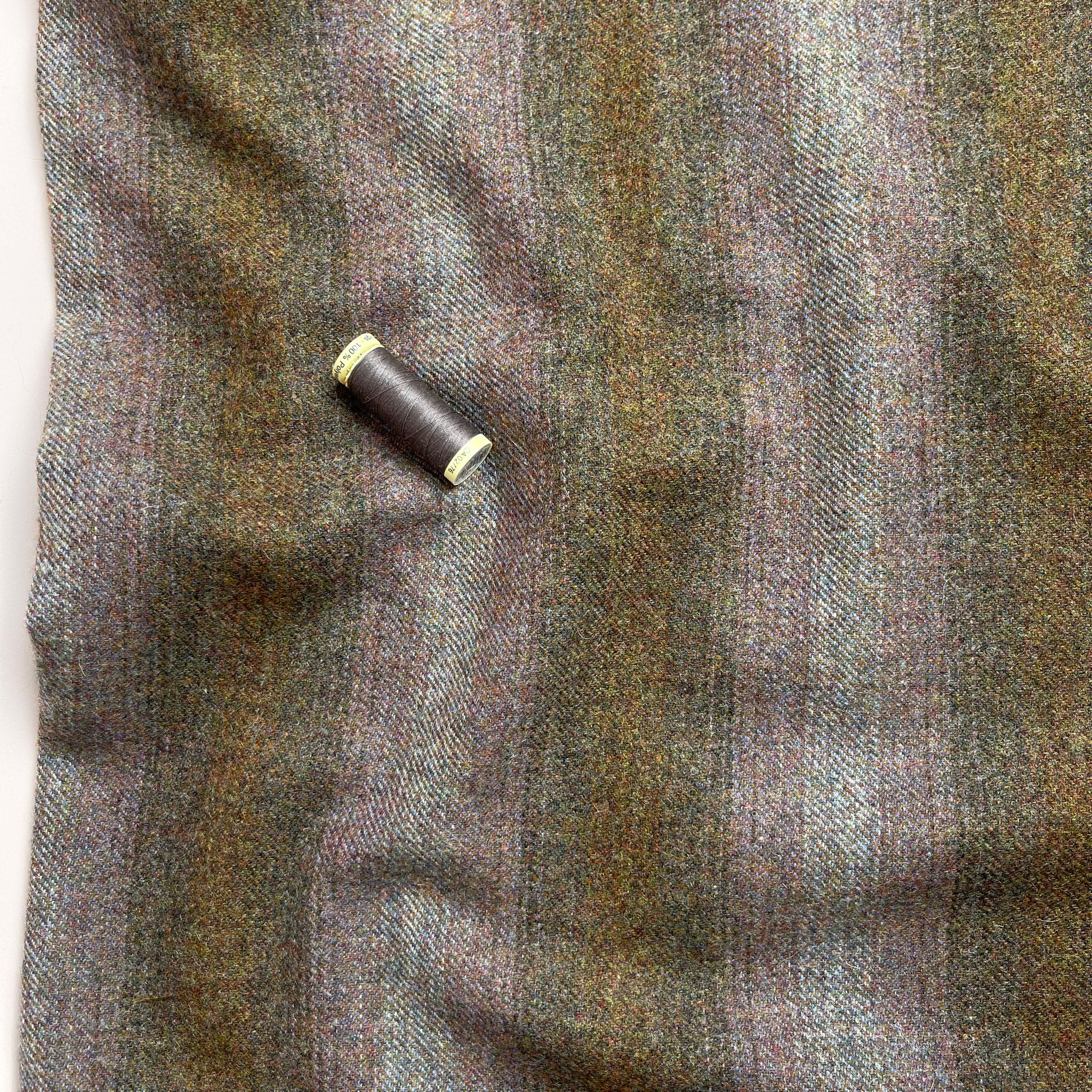 Deadstock Brown & Mauve Stripe Pure Soft Wool Coating