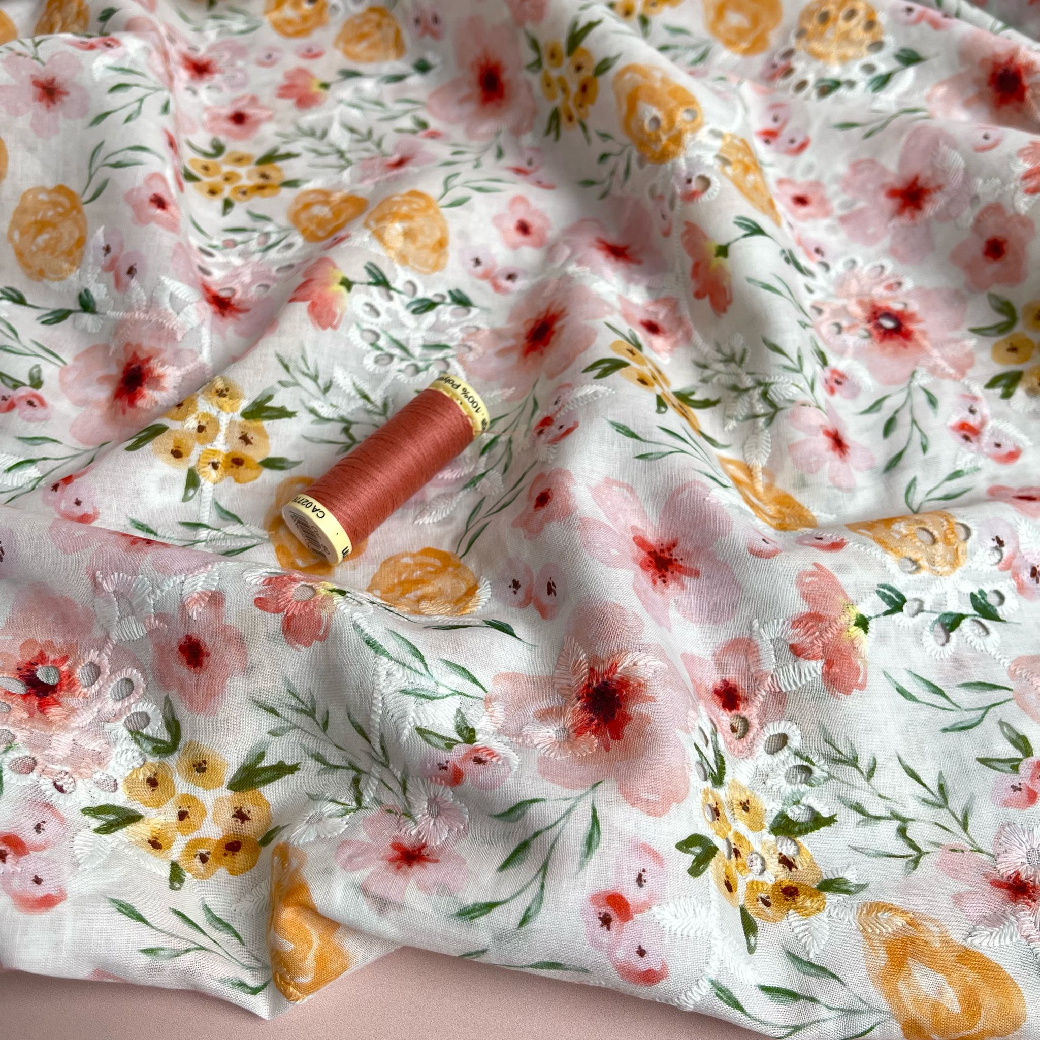 Sunshine Flowers Cotton Broderie Anglaise