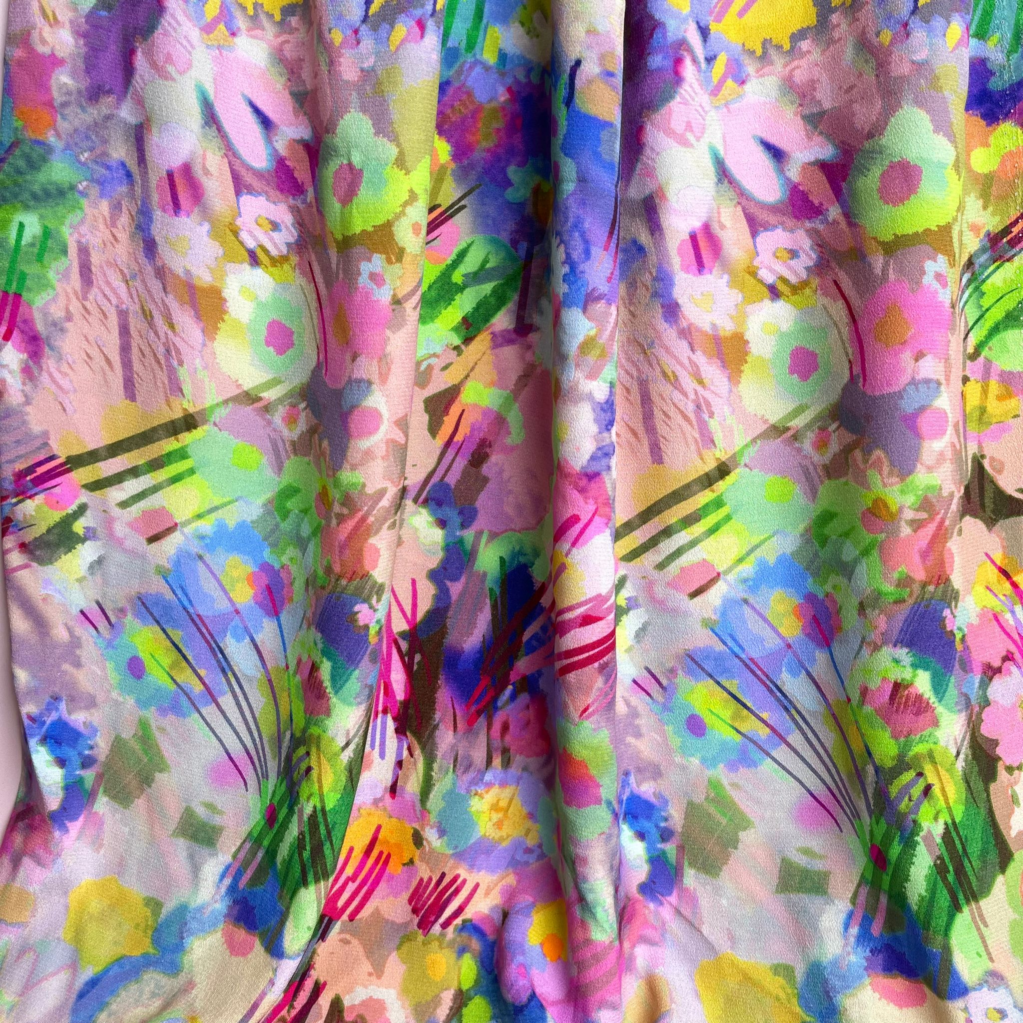 Ex-Designer Floral Disco TENCEL™ Crepe fabric