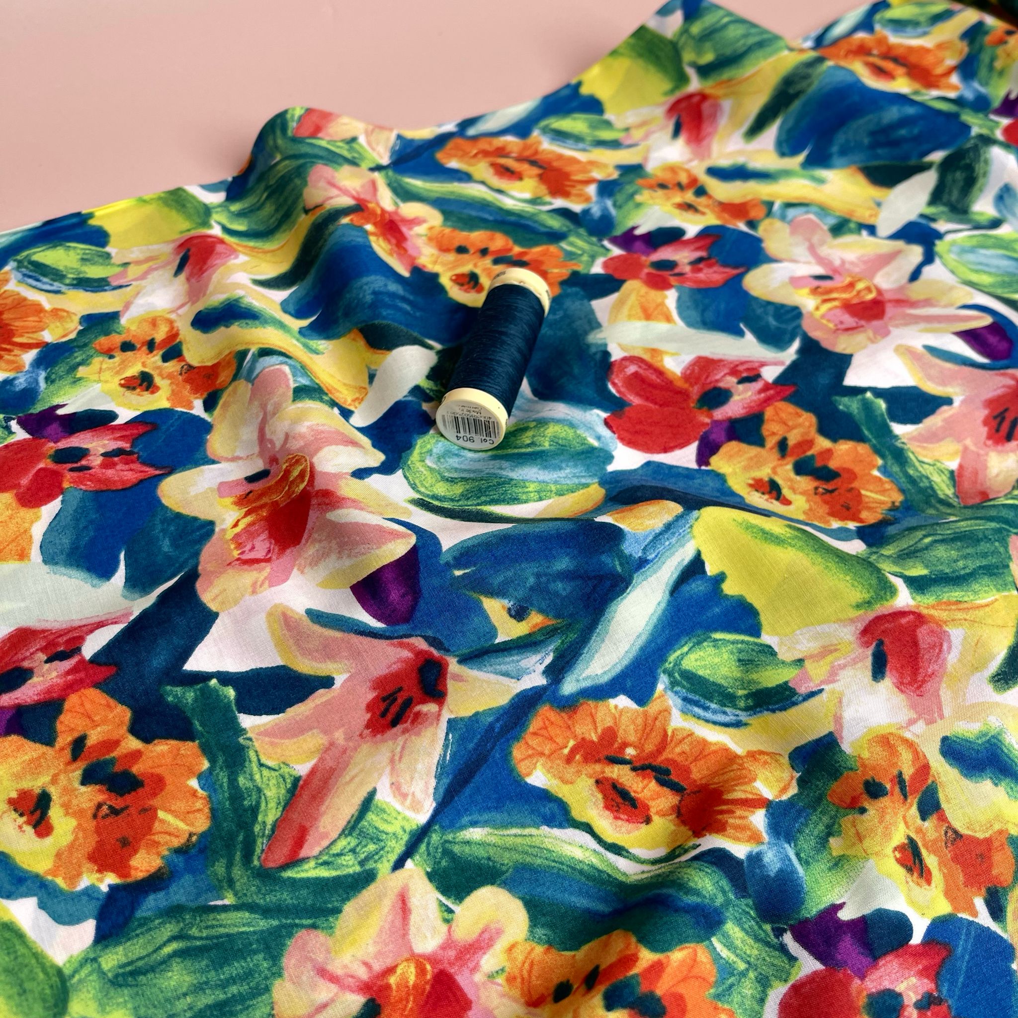 Vibrant Spring Blooms Cotton Lawn Fabric