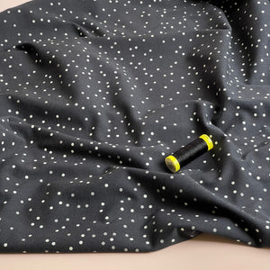 REMNANT 1.18 Metres (very slight pull on fabric)  - Danish Design -Charcoal Dots Cotton Jersey Fabric