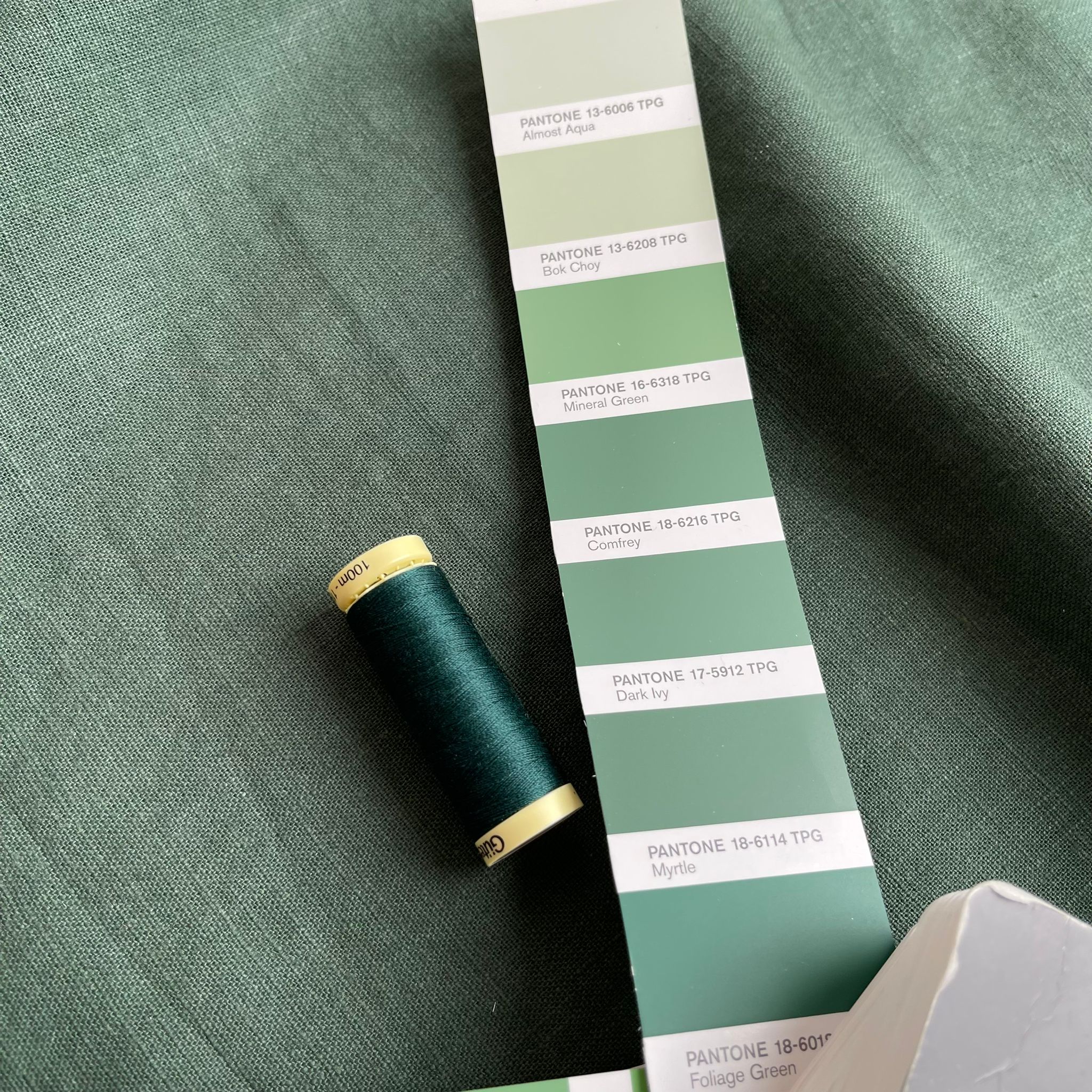 Breeze Myrtle Green - Enzyme Washed Linen Cotton Fabric