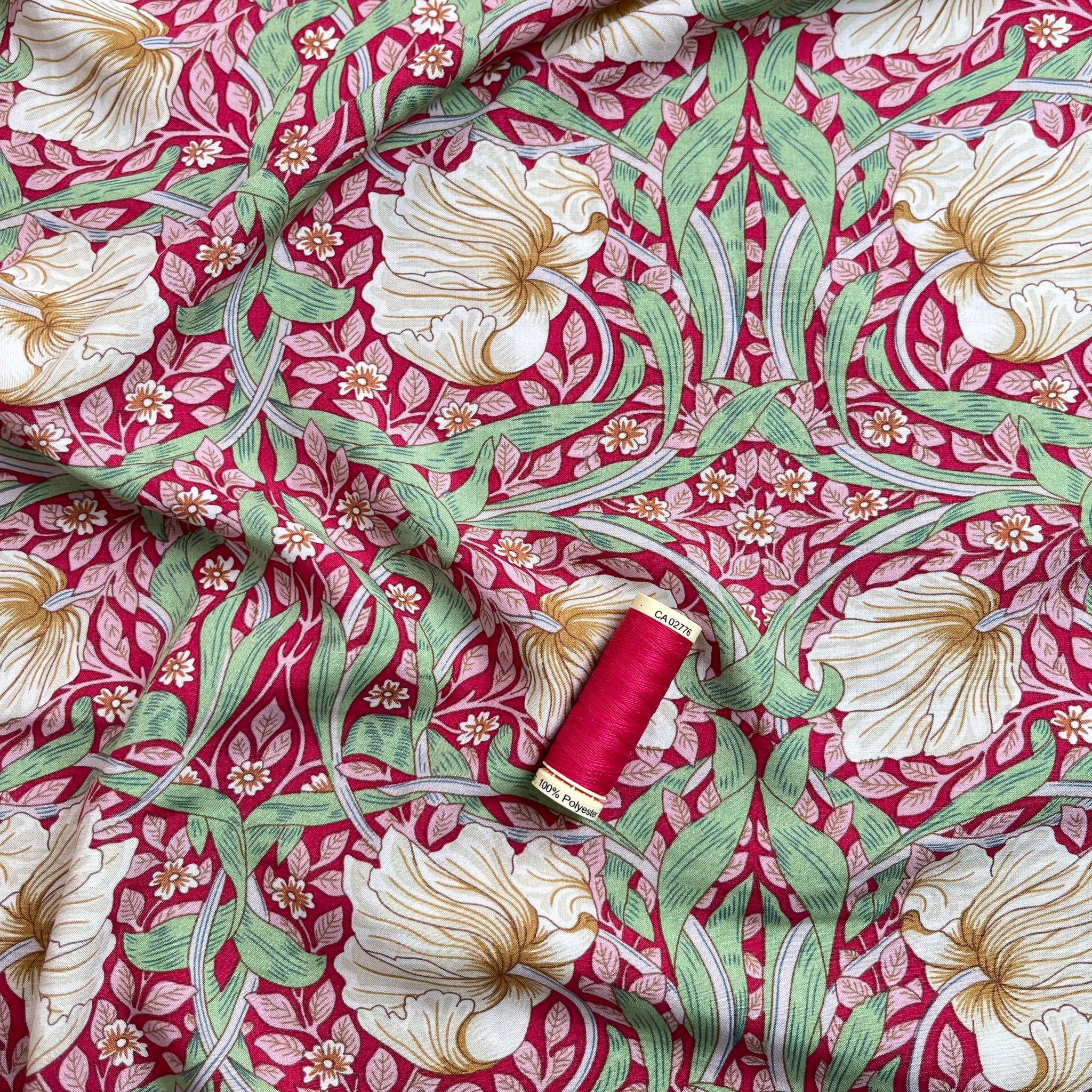 Morris Crimson Viscose Fabric