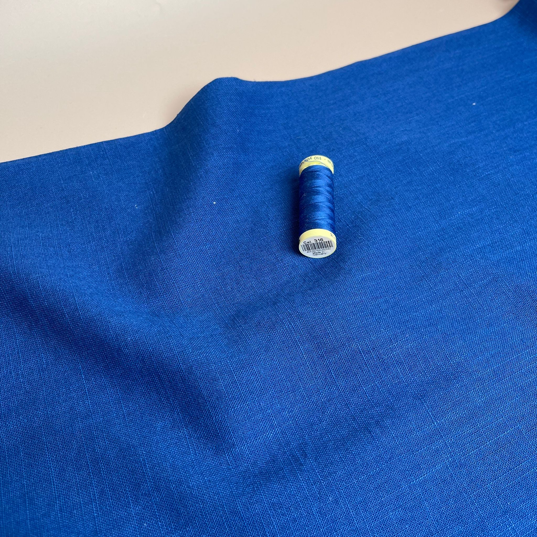 REMNANT 2.30 metres - Breeze Cobalt - Enzyme Washed Linen Cotton Fabric