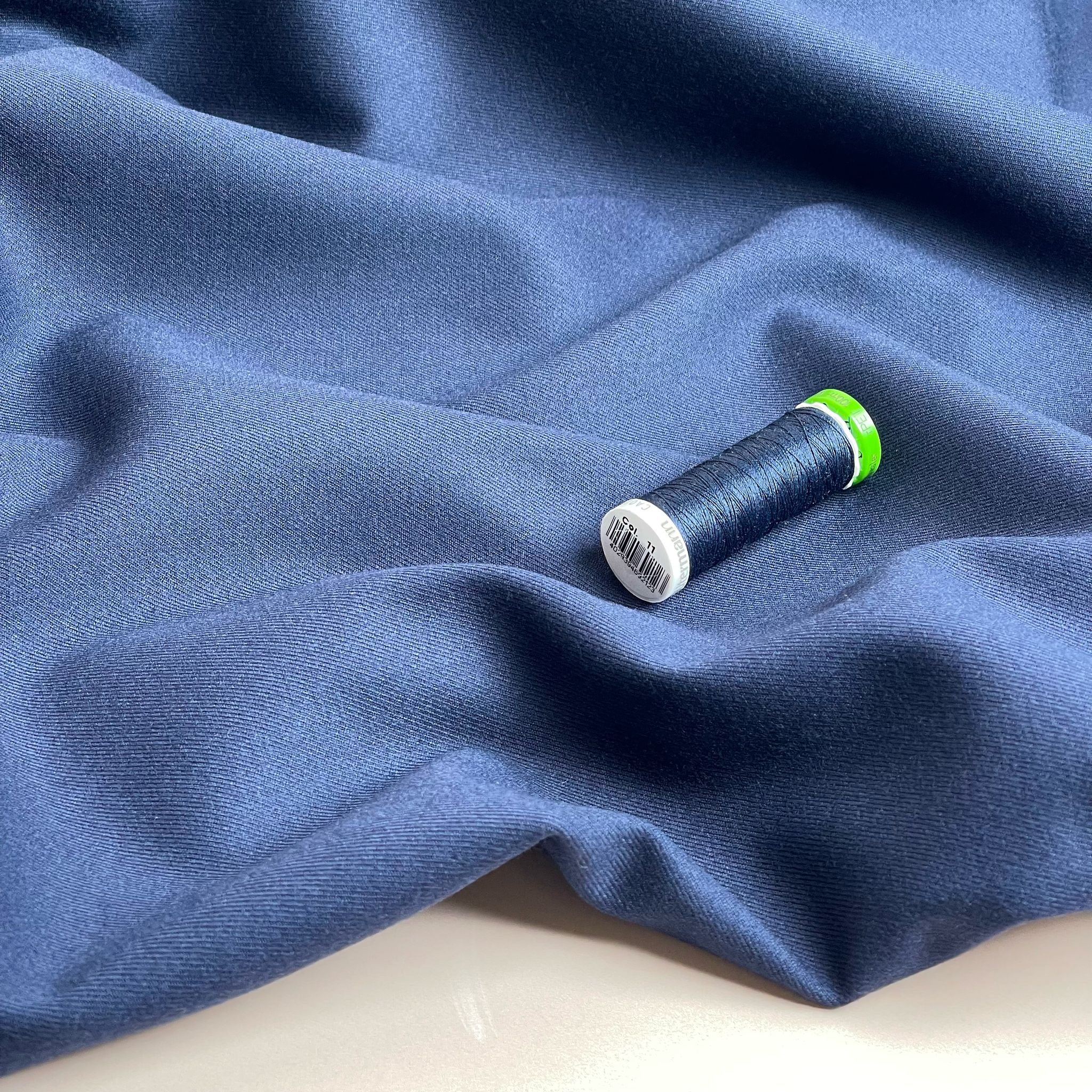 Deadstock Navy Cotton Viscose Twill Fabric