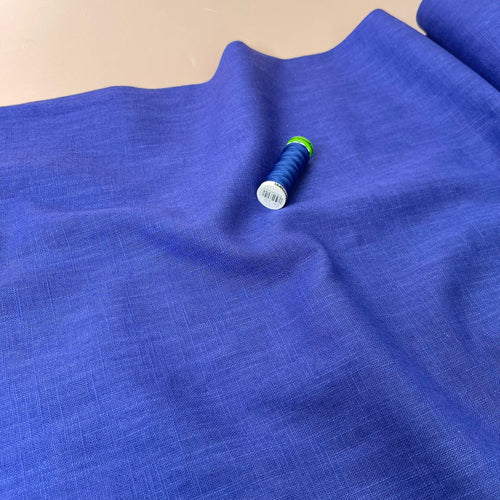 Breeze Lapis Blue - Enzyme Washed Linen Cotton Fabric