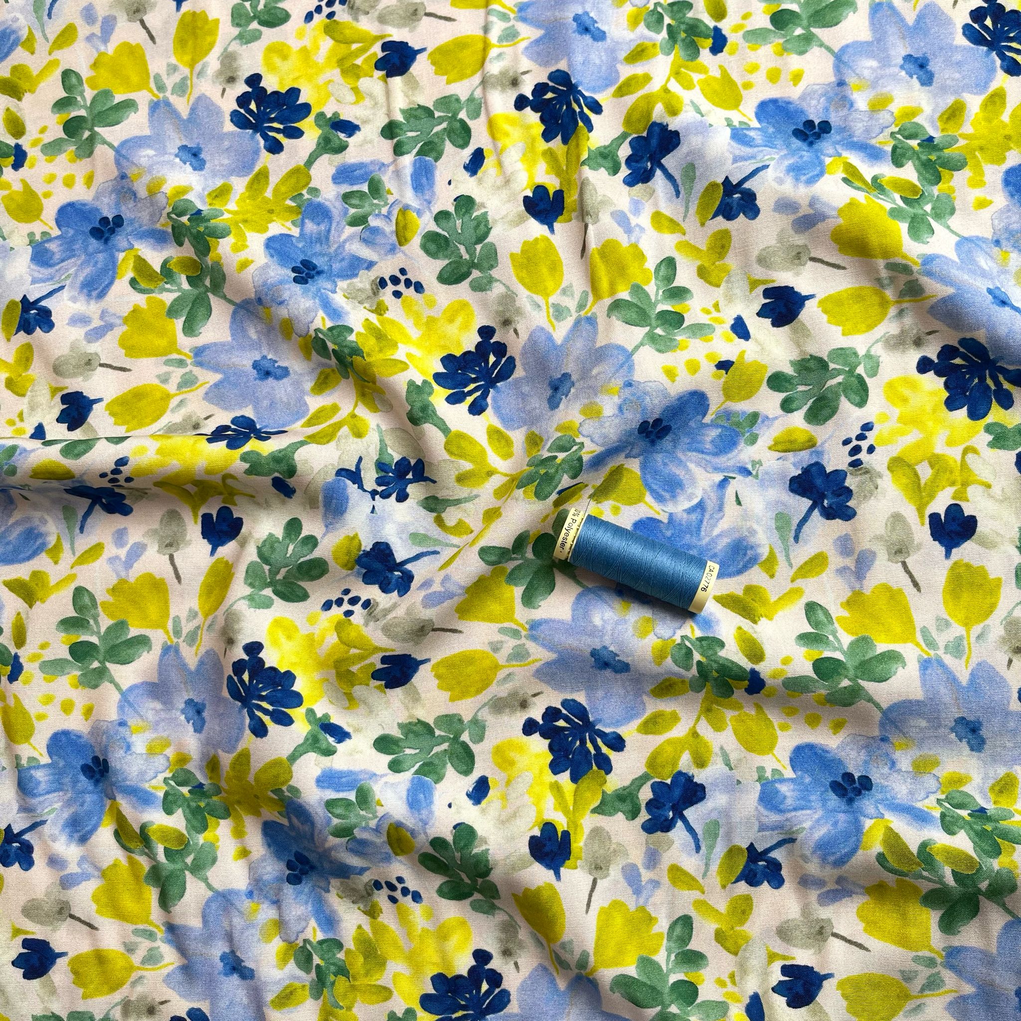 Spring Garden Stretch Viscose Poplin Fabric