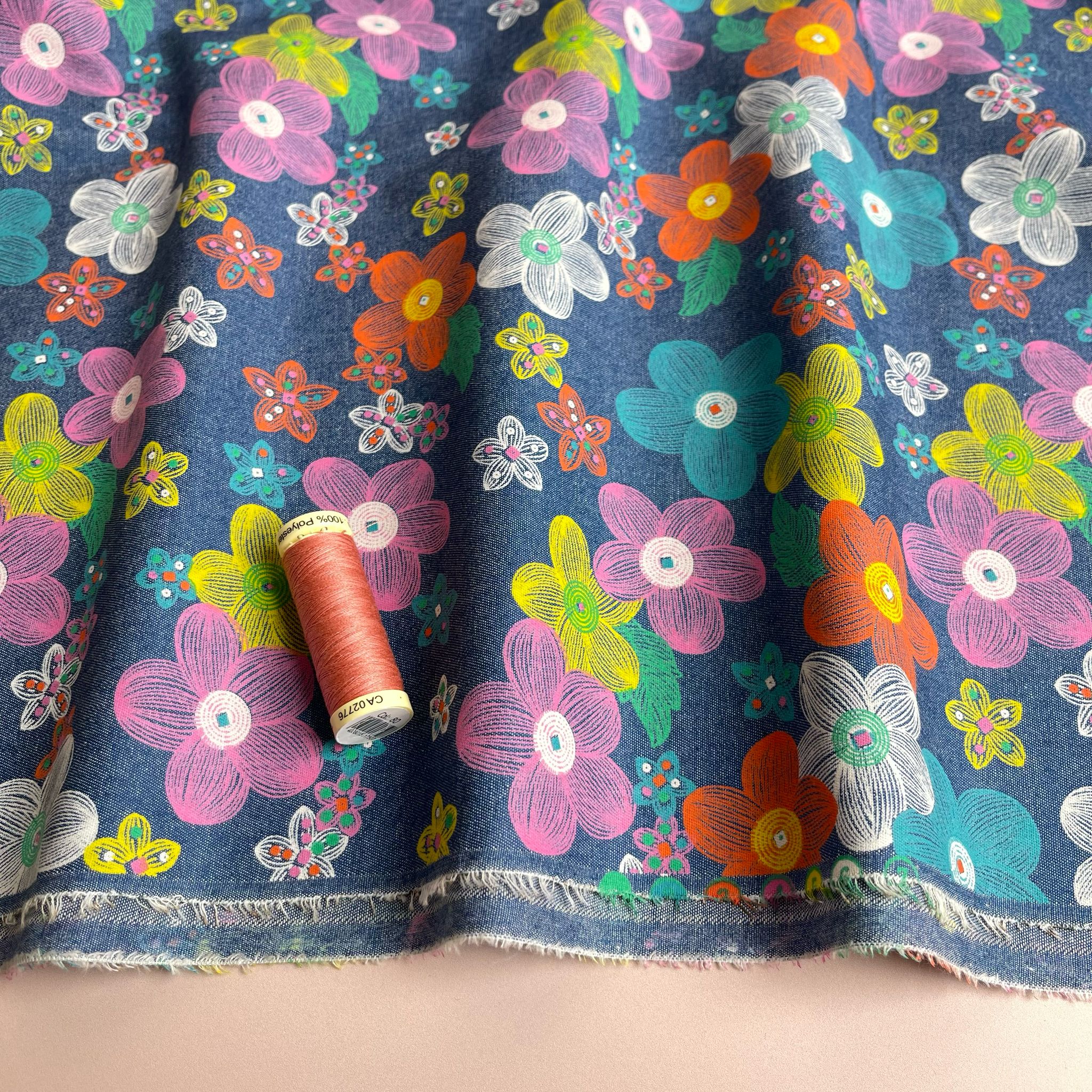 Spring Flowers 4.5oz Cotton Denim