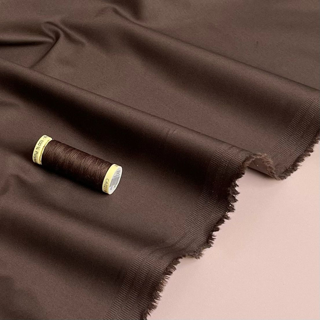 REMNANT 0.69 Metres - Ex-Designer Chocolate Stretch Cotton Tencel Fabric