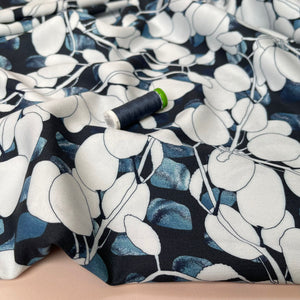 Light & Lush - Berries on Navy Viscose Twill Fabric