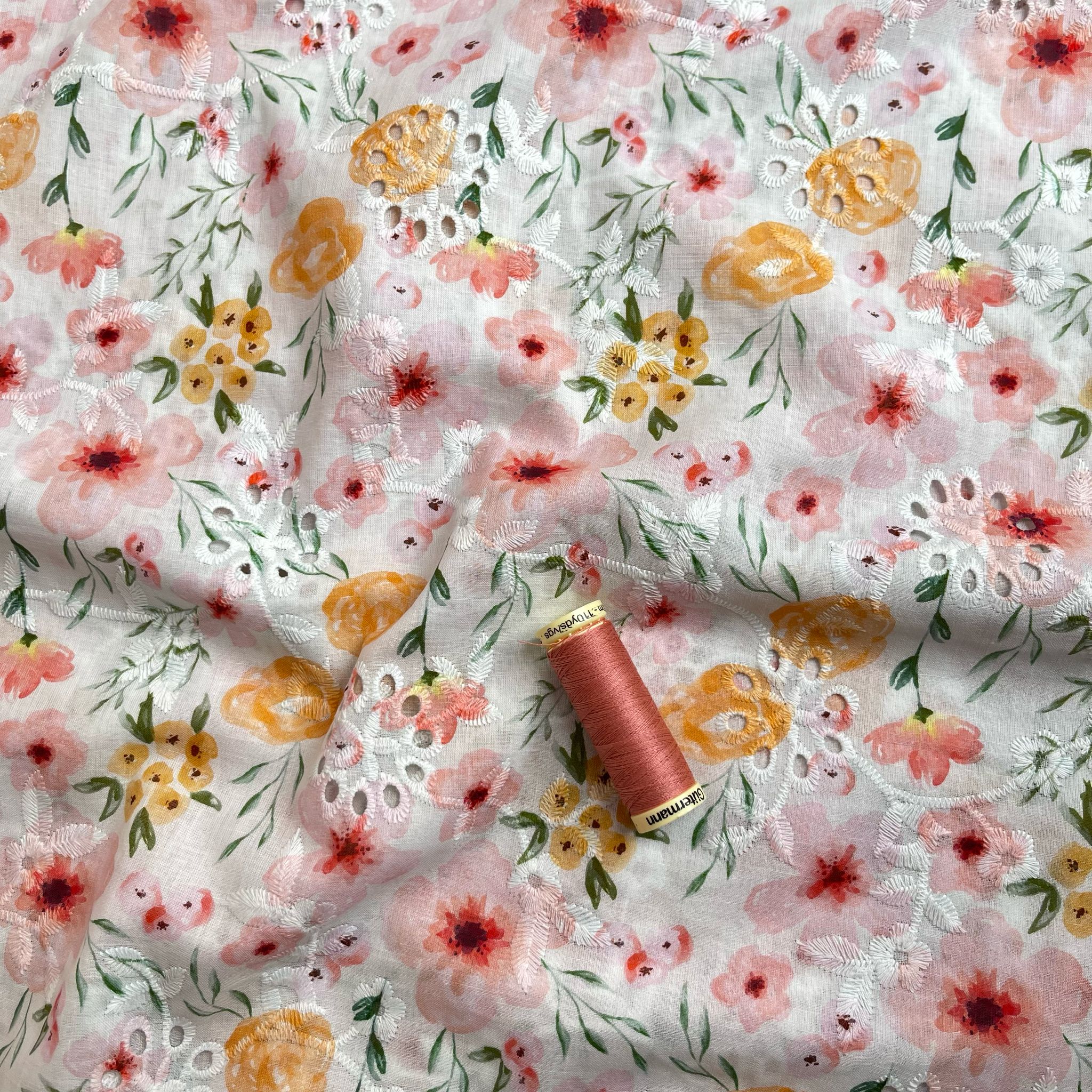 Sunshine Flowers Cotton Broderie Anglaise