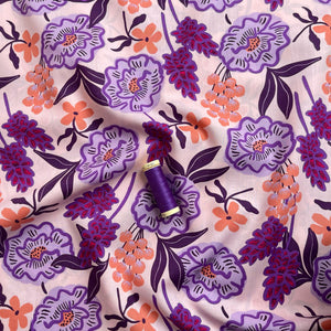 REMNANT 0.71 Metre - Nerida Hansen - Fresh Flowers on Blush Cotton Poplin Fabric
