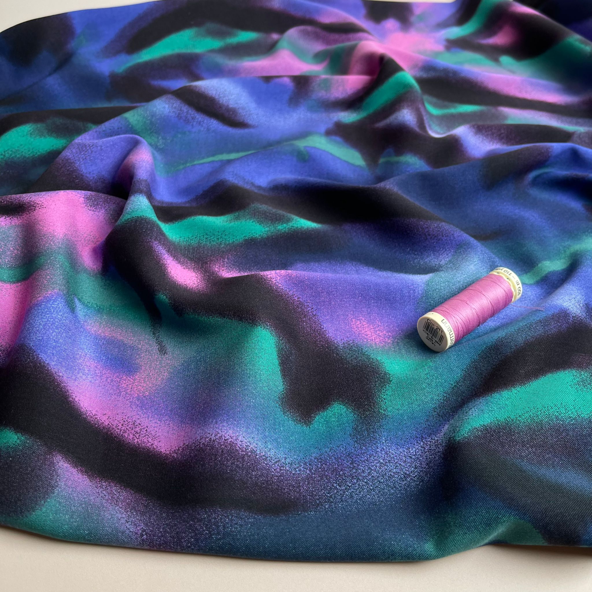 Rosella Hazy Waves in Purple Viscose Twill with Stretch