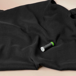 Lush Black Light Viscose Linen Crepe Dress Fabric