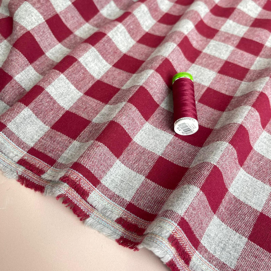 Yarn Dyed Dark Red Gingham Cotton Flannel