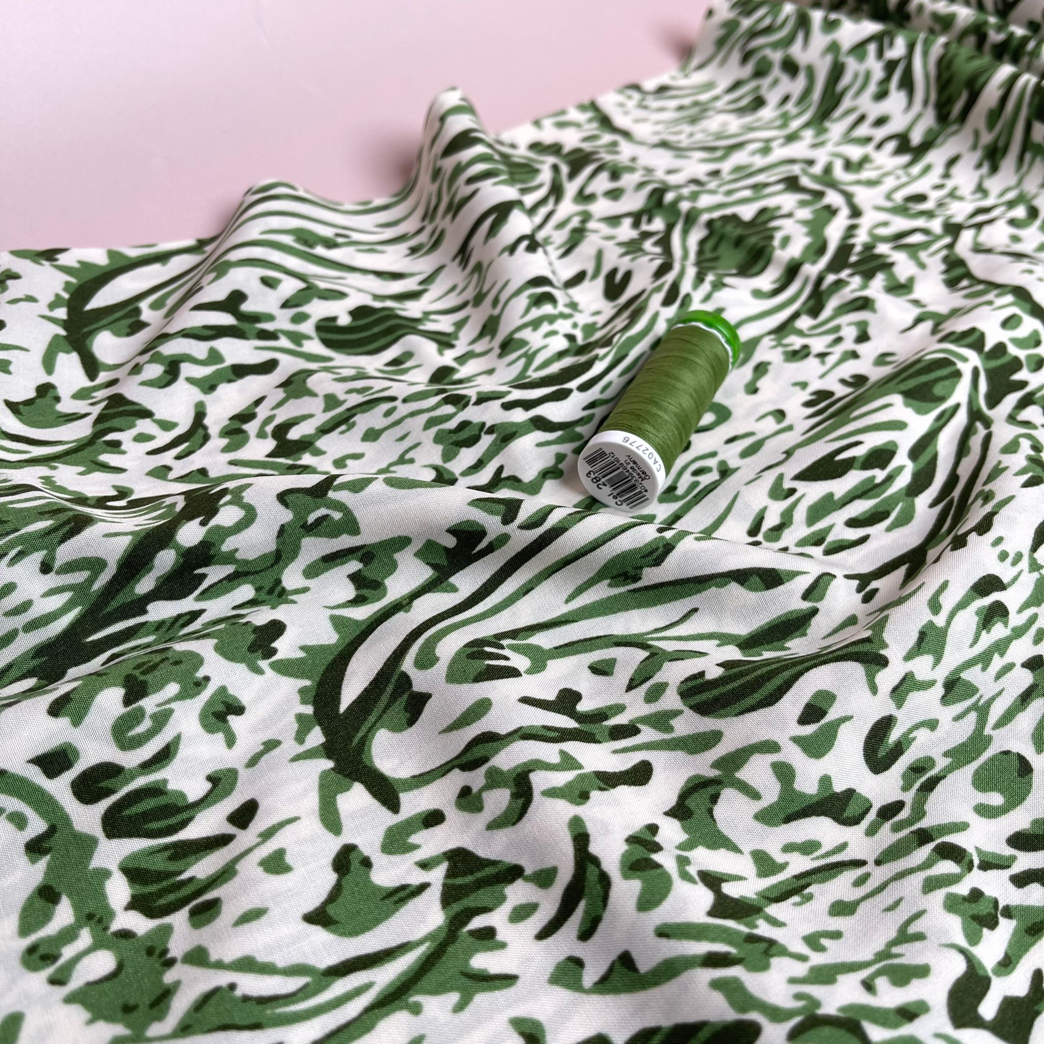 Watercolour Paisley Green Viscose Fabric