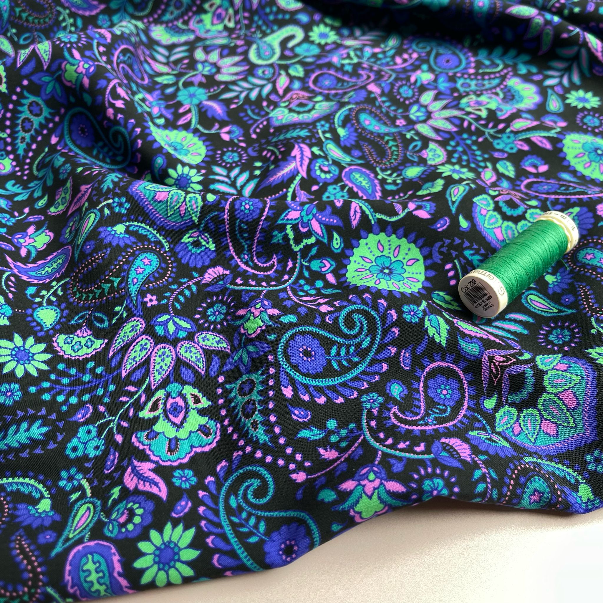 Neon Paisley LENZING™ ECOVERO™ Viscose Fabric