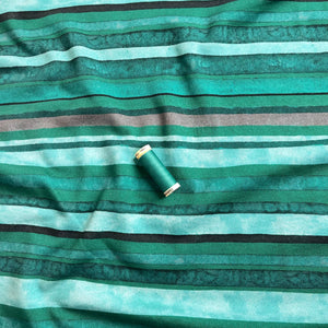 Emerald Stripes Cotton French Terry