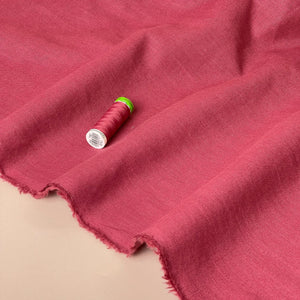 Breeze Raspberry Red - Enzyme Washed Linen Cotton Fabric