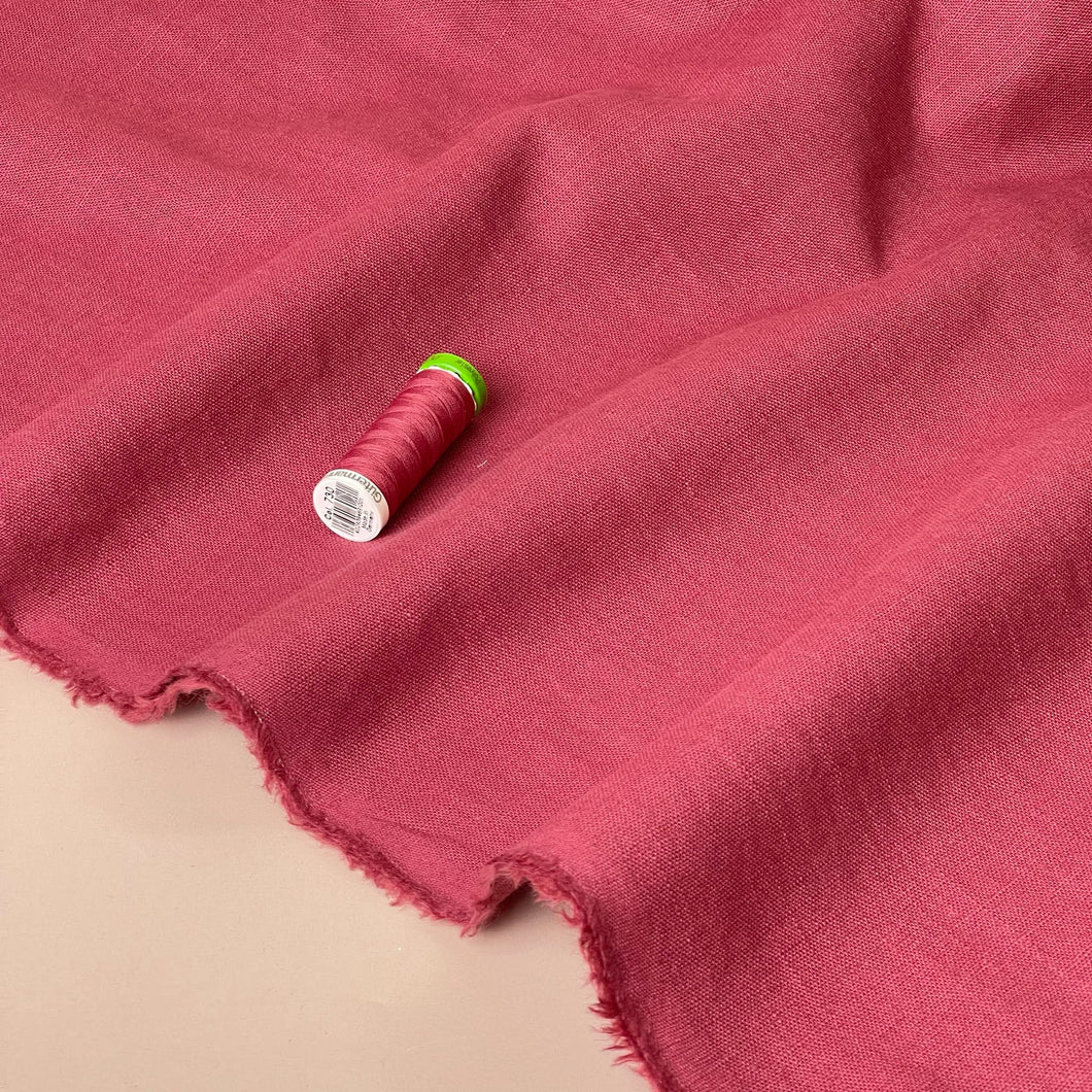Breeze Raspberry Red - Enzyme Washed Linen Cotton Fabric