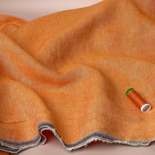 Yarn Dyed Pure Linen Fabric in Apricot