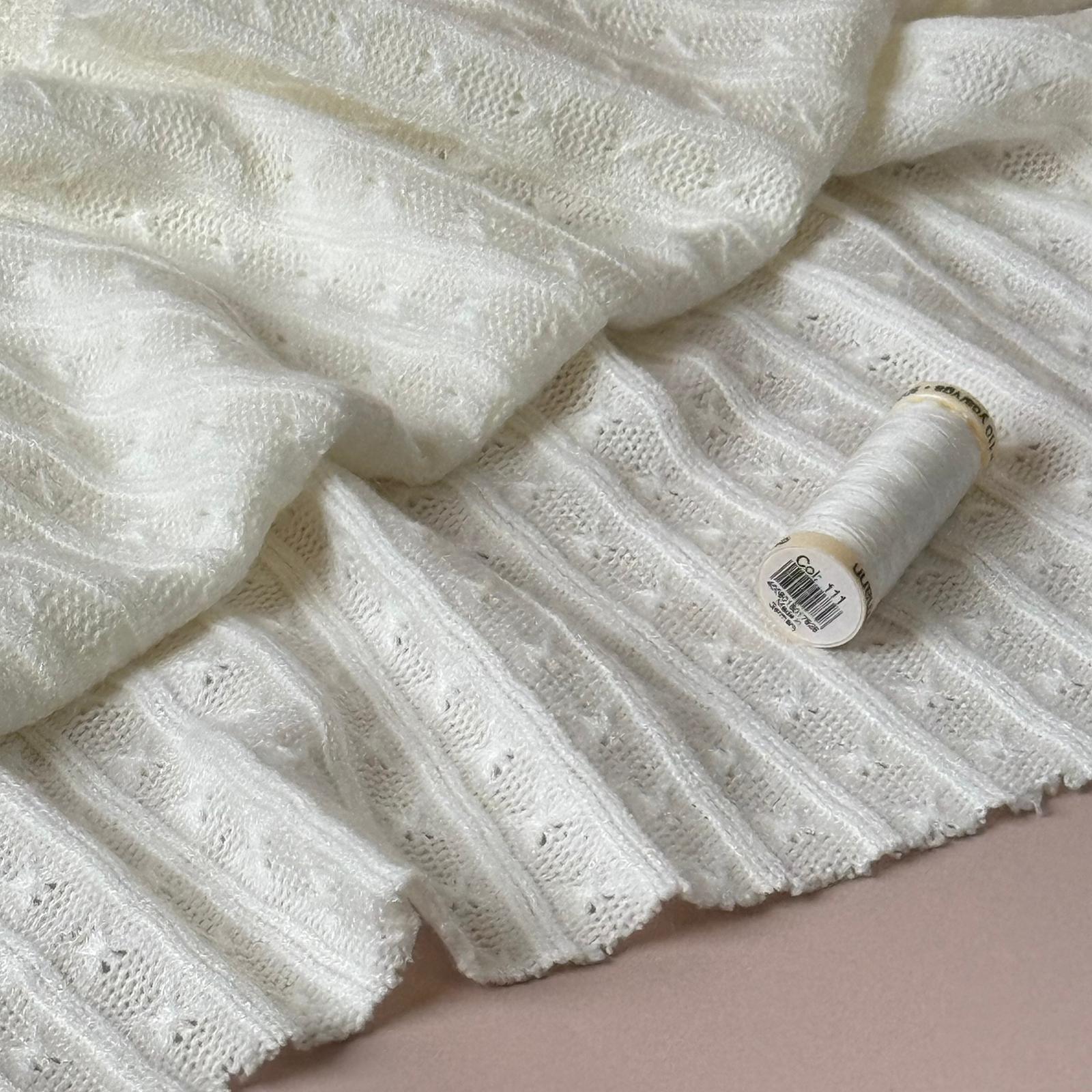 Montreal Rayon Blend Cable Sweater Knit in Off-White