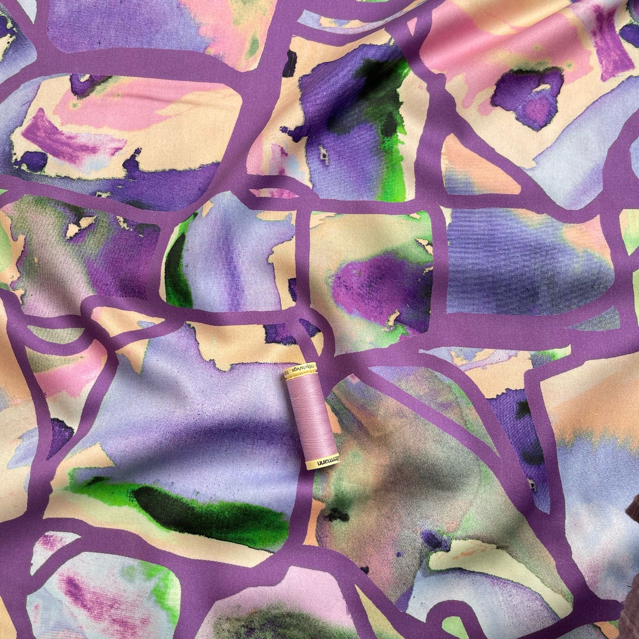 SALE 0.66 Metre - Nerida Hansen - Resonate Purple Cotton Sateen Fabric