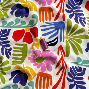 REMNANT 1.20 metres - Bright Rainbow Vacation Flowers Viscose Poplin Fabric