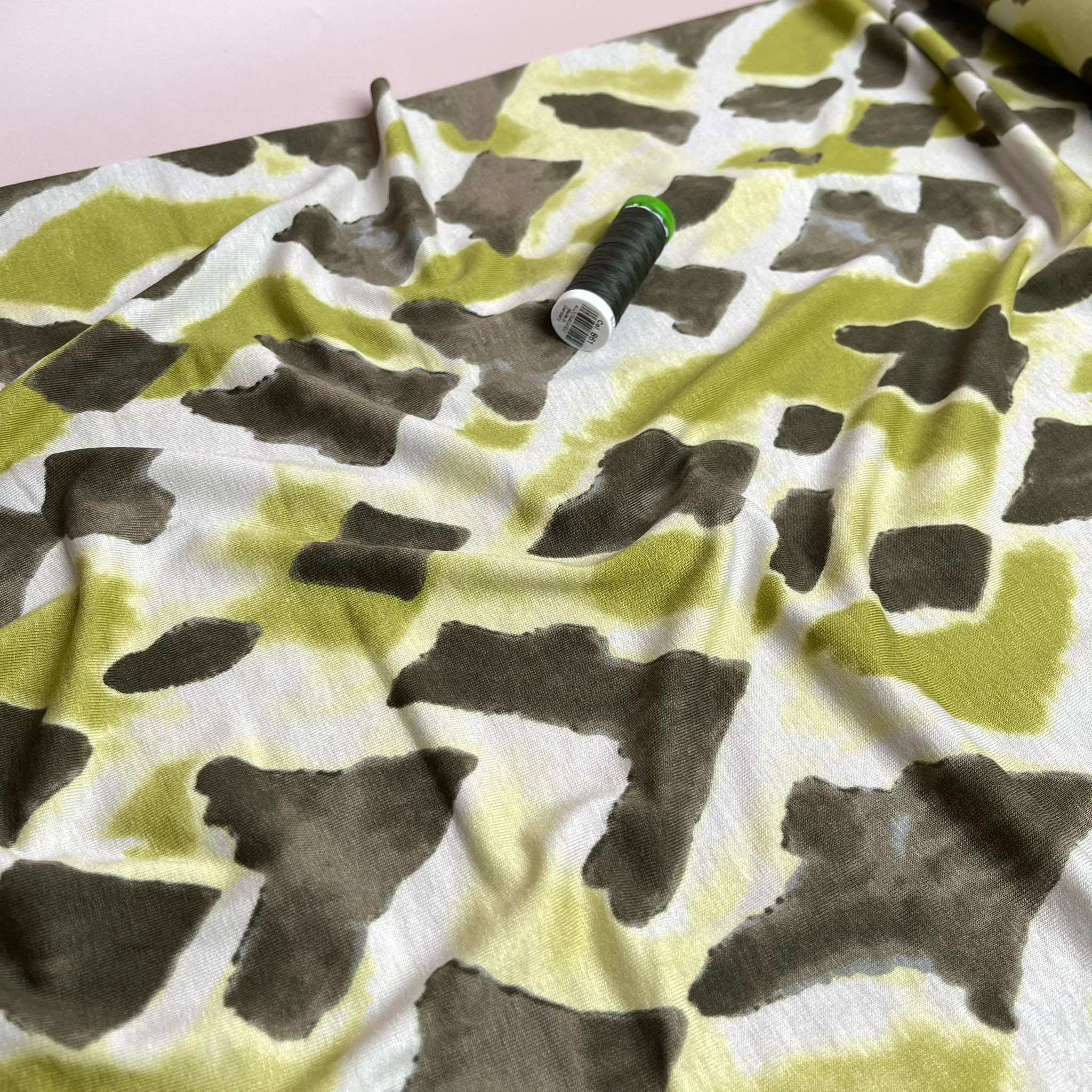 Green Diamonds Viscose Jersey Fabric