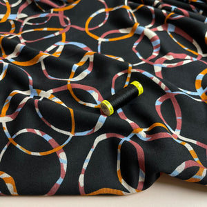 Sunset Loops Soft Ponte Interlock Jersey Fabric