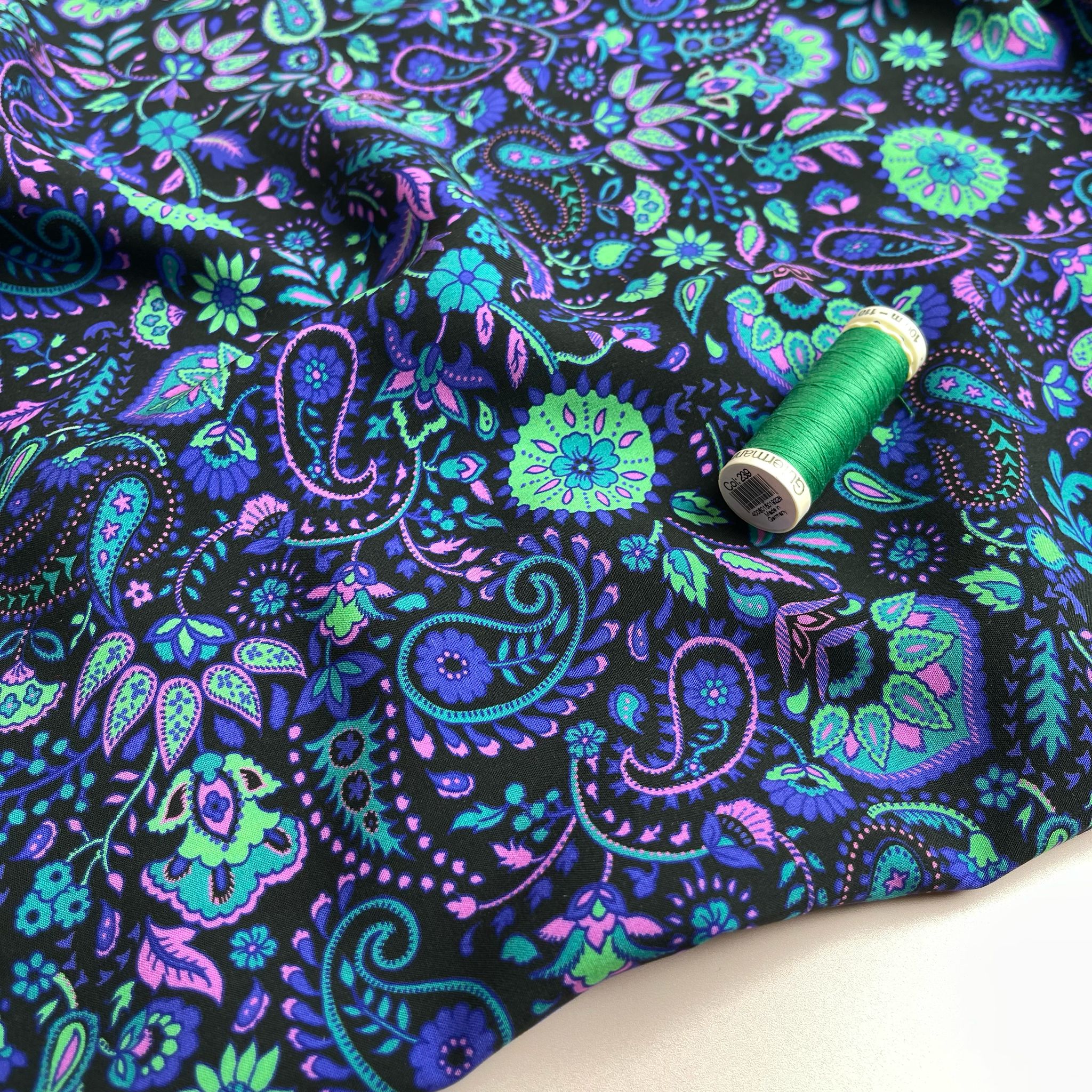 Neon Paisley LENZING™ ECOVERO™ Viscose Fabric