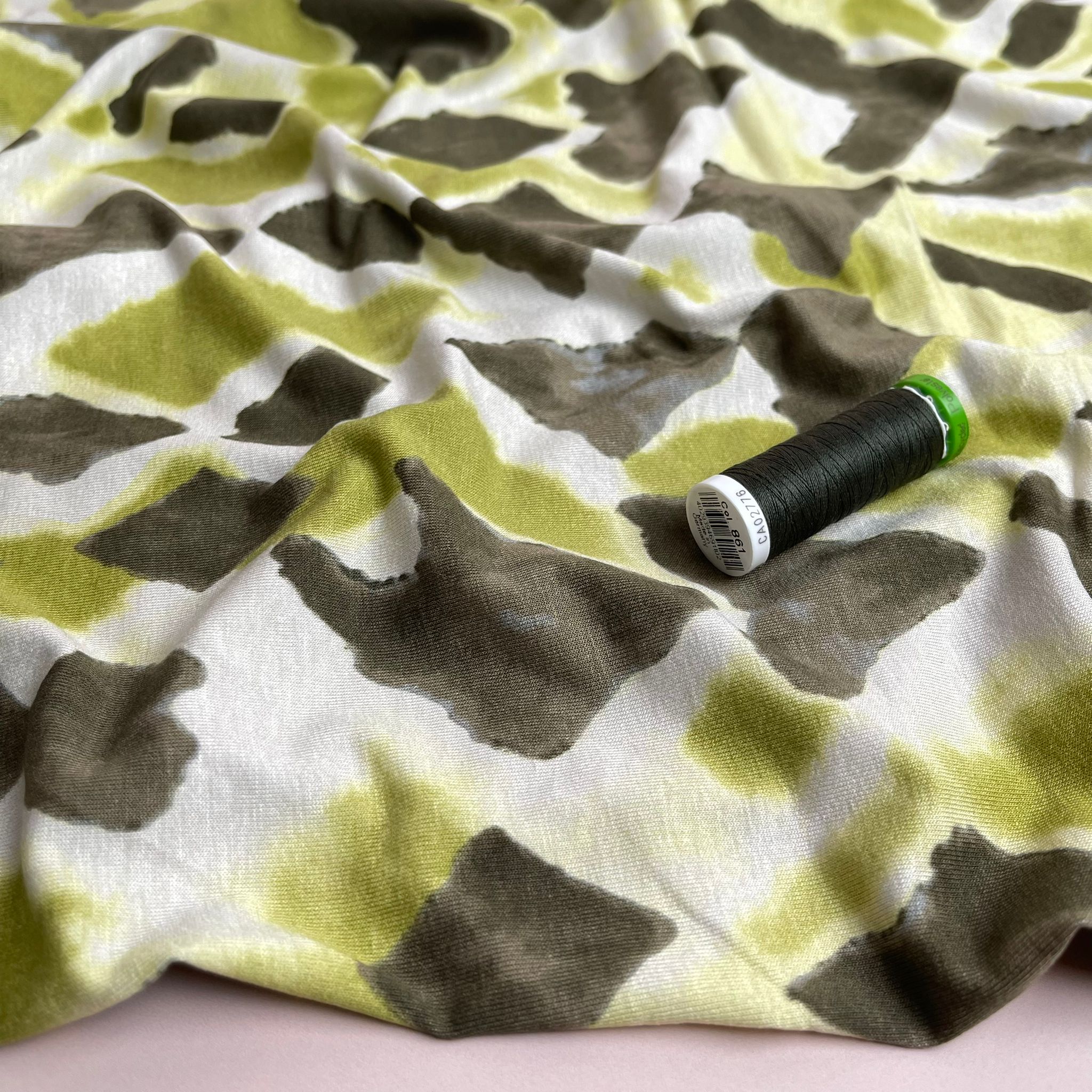 Green Diamonds Viscose Jersey Fabric