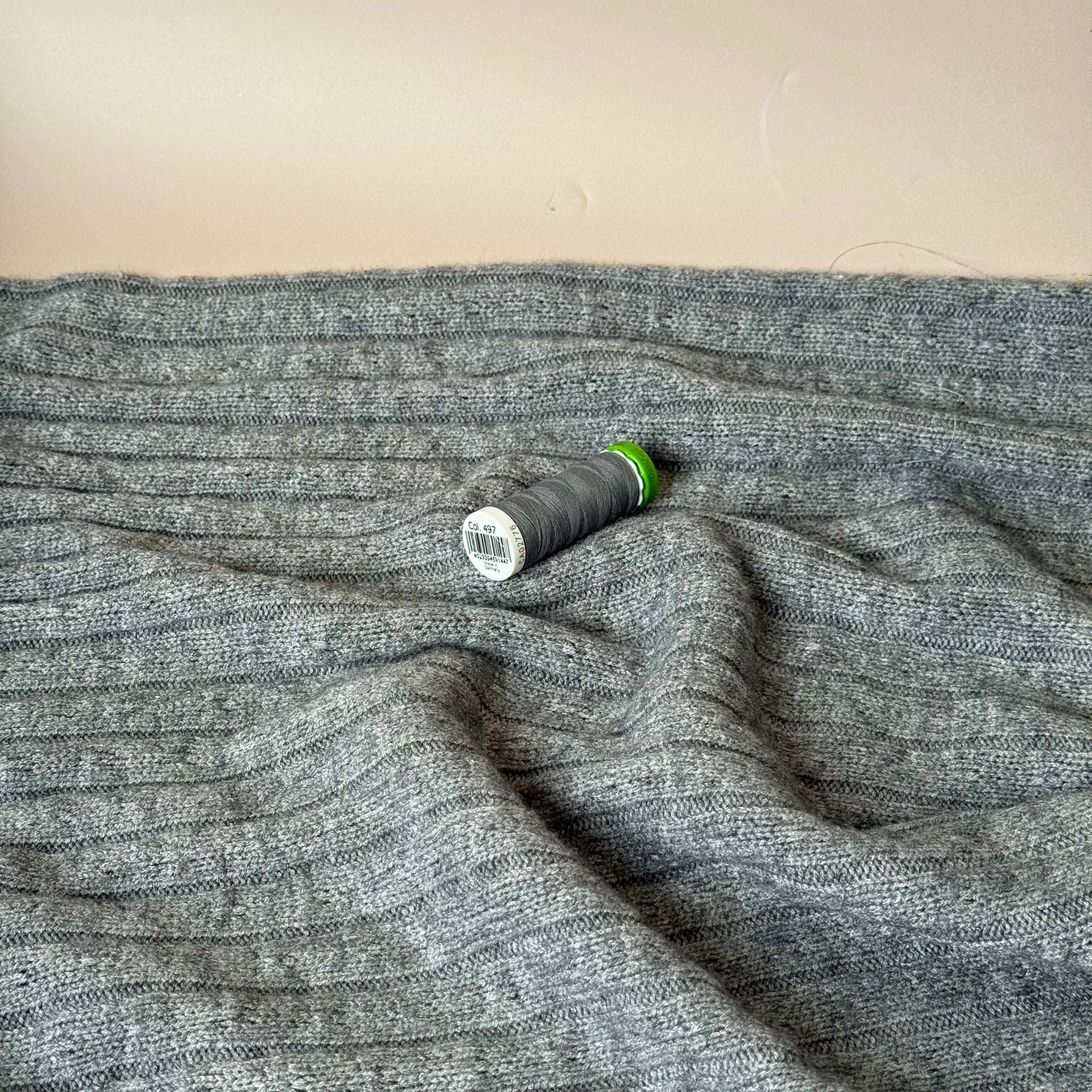Montreal Rayon Blend Cable Sweater Knit in Grey Melange