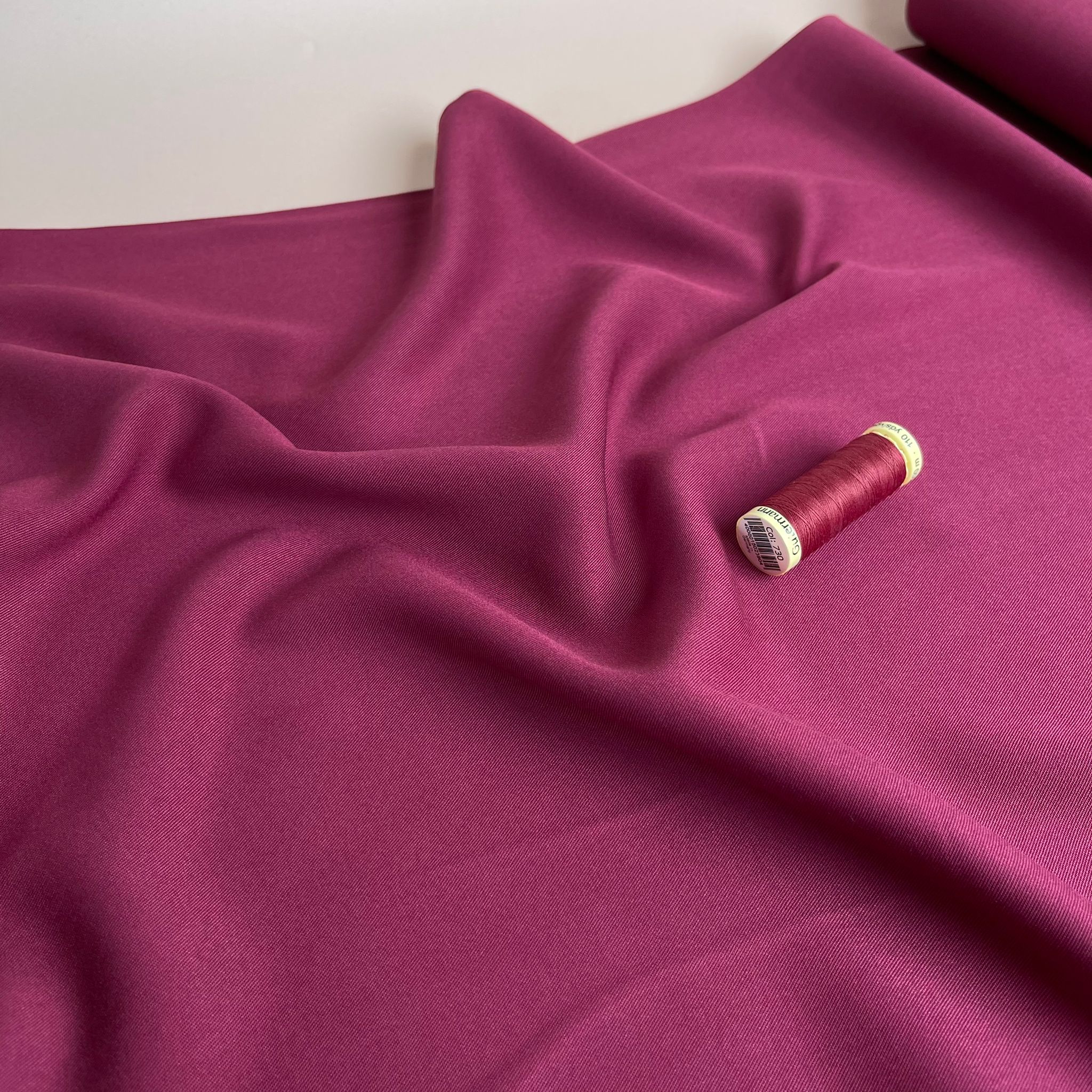 REMNANT 1.92 Metres - Grandeur Framboise Pink Viscose Twill Dress Fabric