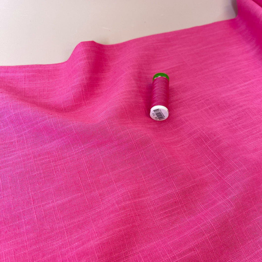 Breeze Cerise Pink - Enzyme Washed Pure Linen Fabric