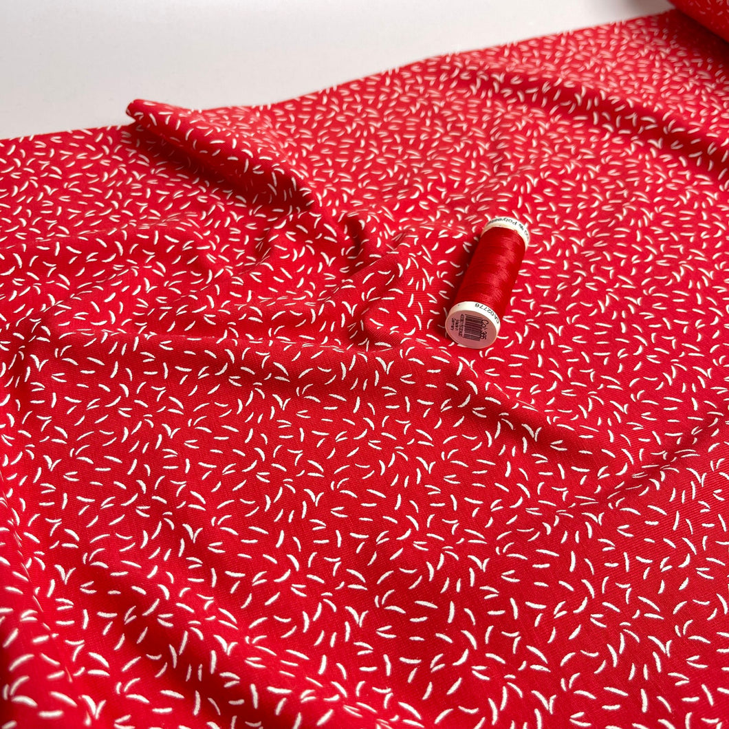 Dashes on Red Cotton Jersey Fabric