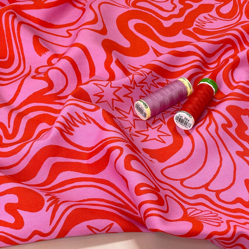Abstract Aurora Fine Cotton Poplin Fabric