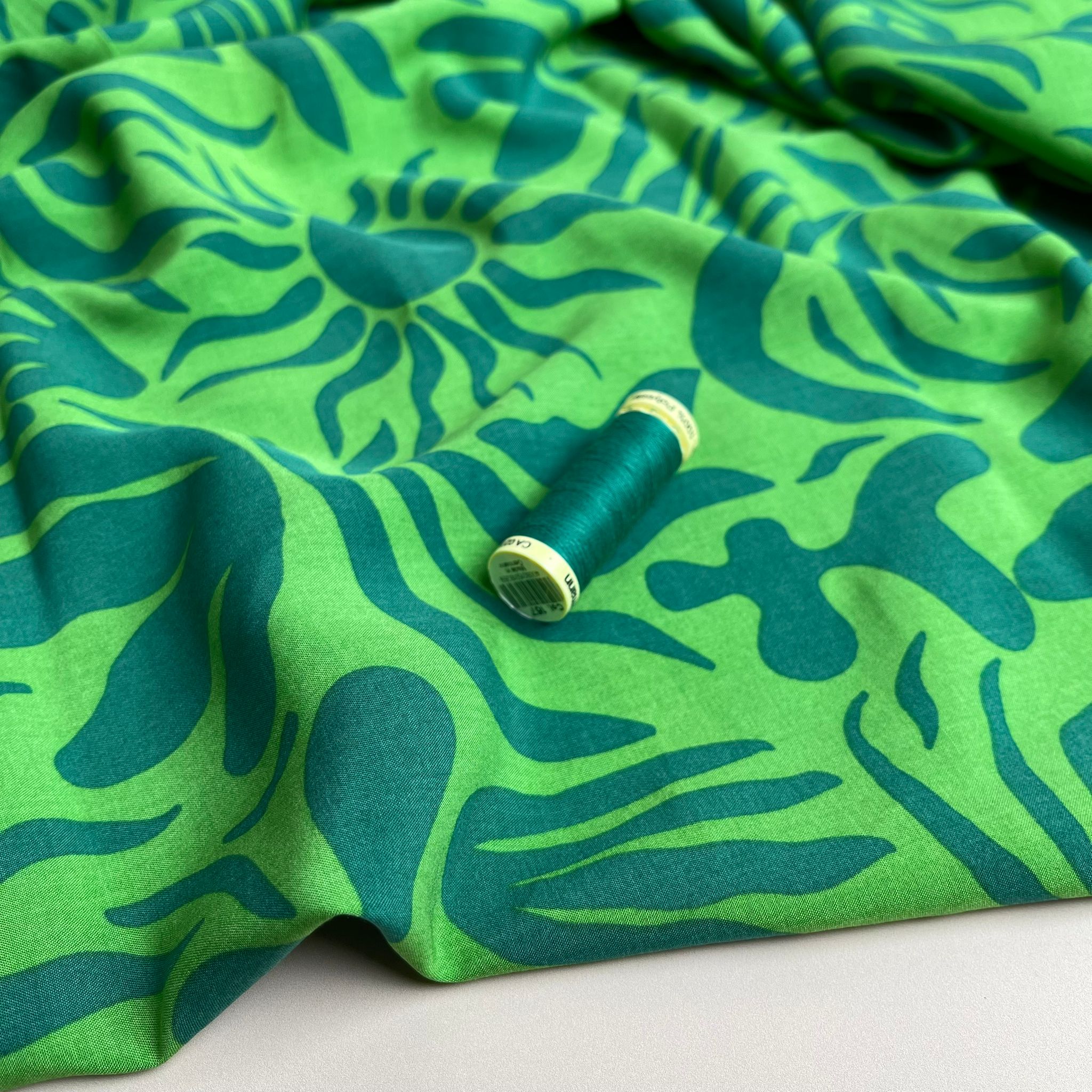 Emerald Vacation Viscose Poplin Fabric