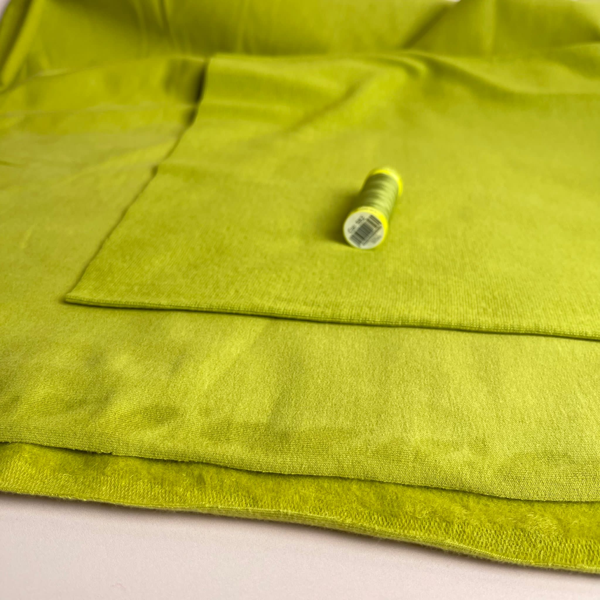 REMNANT 0.5 Metre - Lime Green Organic Tubular Cuff Ribbing
