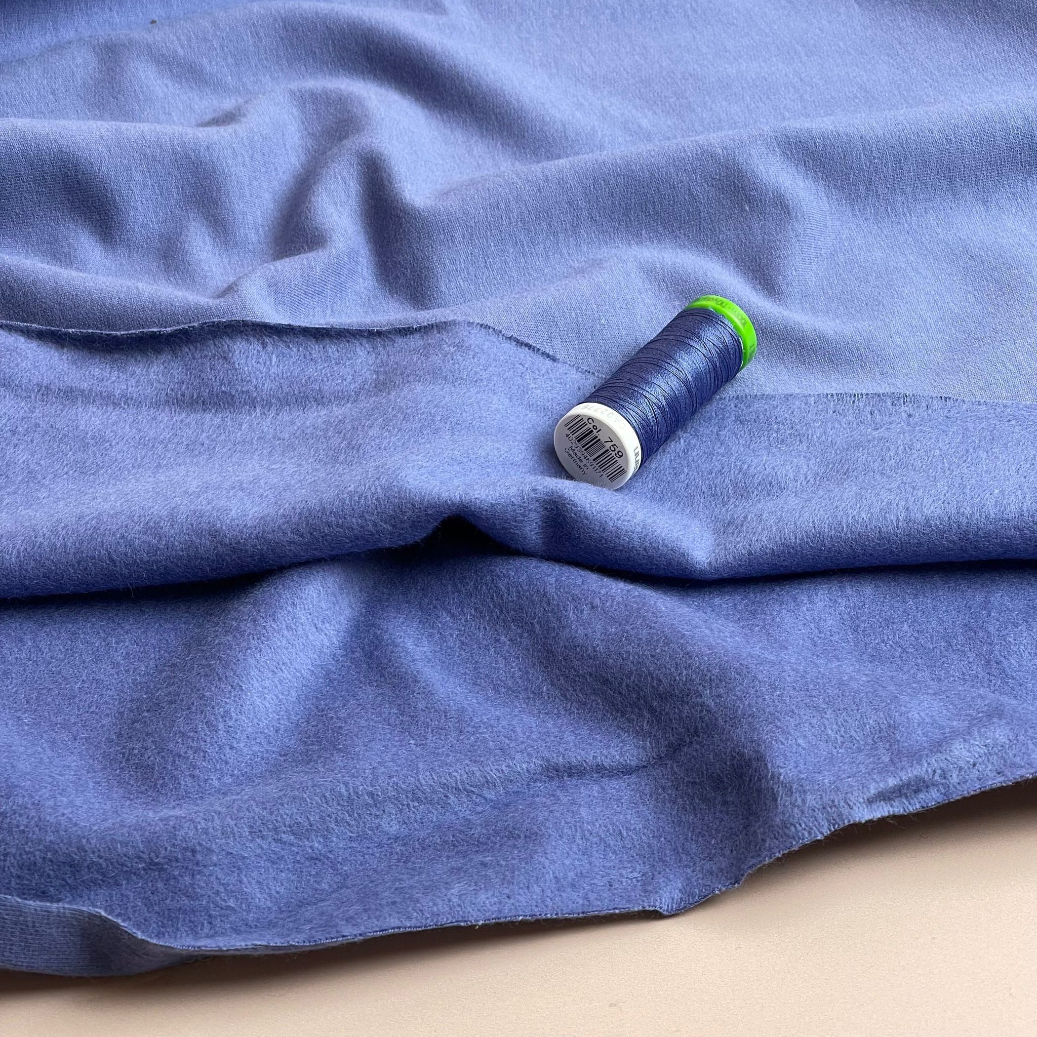 Peach Soft GOTS Organic Cotton Sweat-shirting in Cornflower Blue