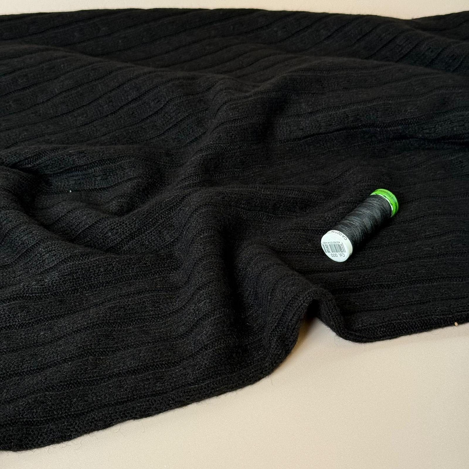 Montreal Rayon Blend Cable Sweater Knit in Black