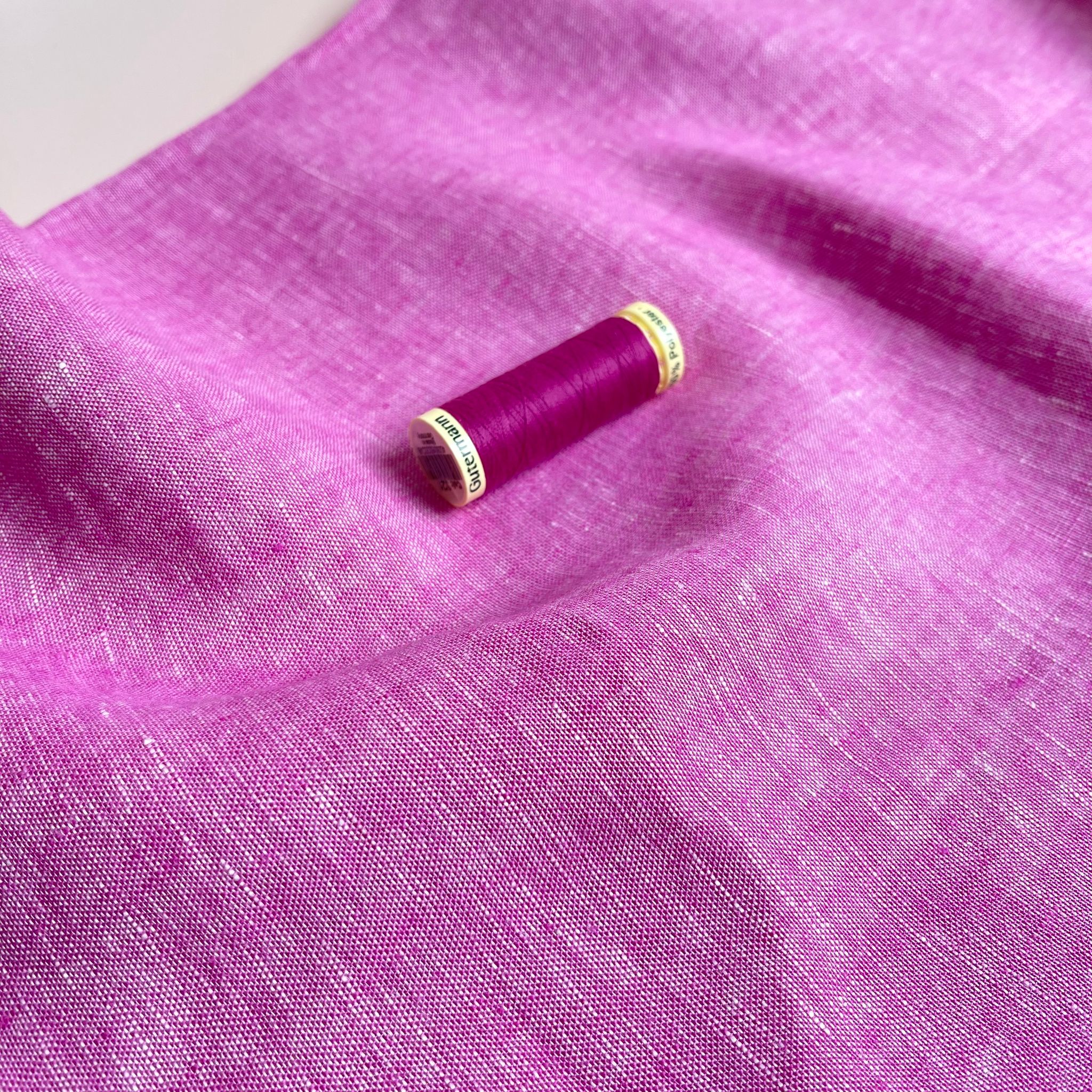 Fuchsia Yarn Dyed Pure Linen Fabric