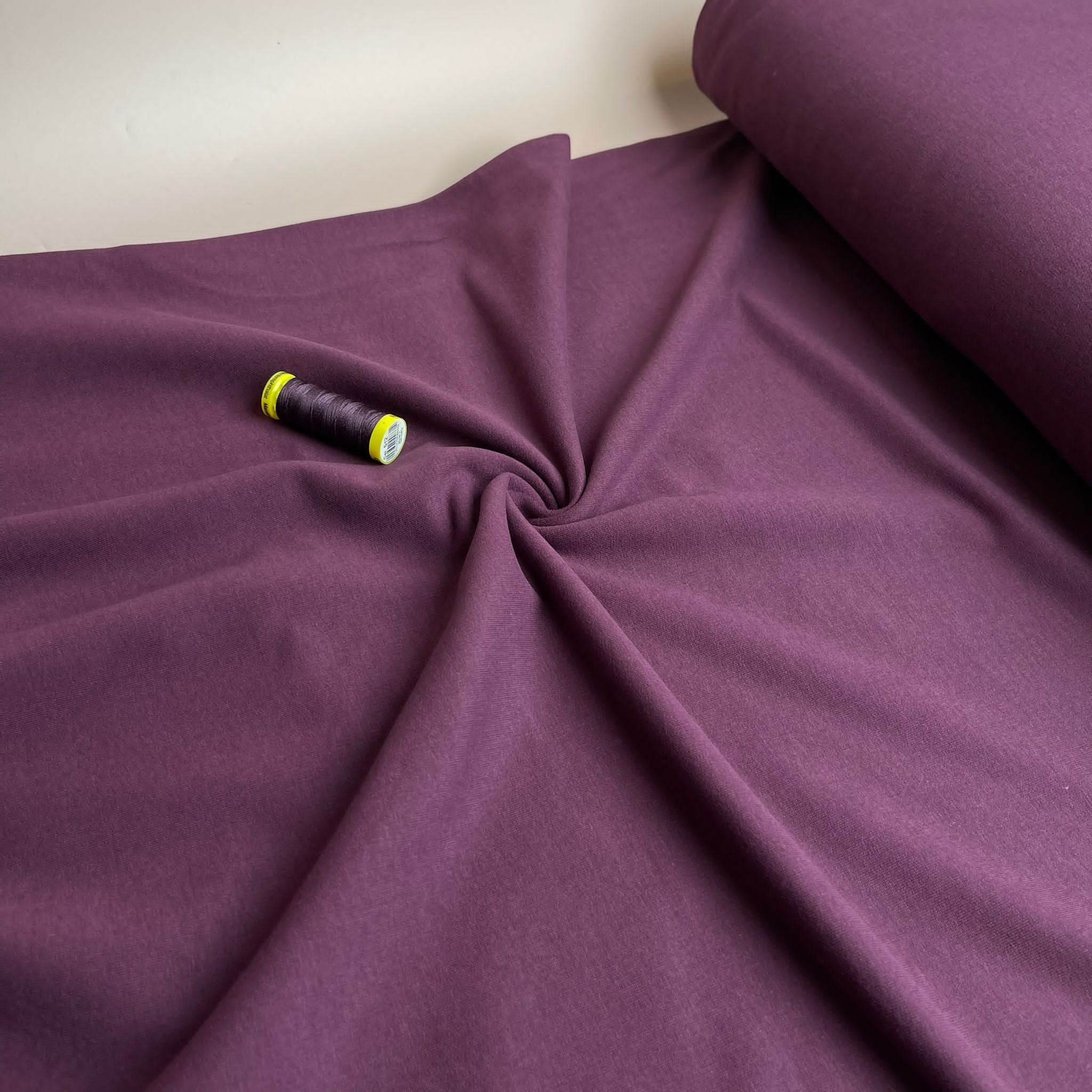 Peach Soft GOTS Organic Cotton Sweat-shirting in Aubergine