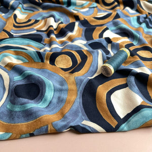 Irregular Circles in Denim Viscose Jersey Fabric