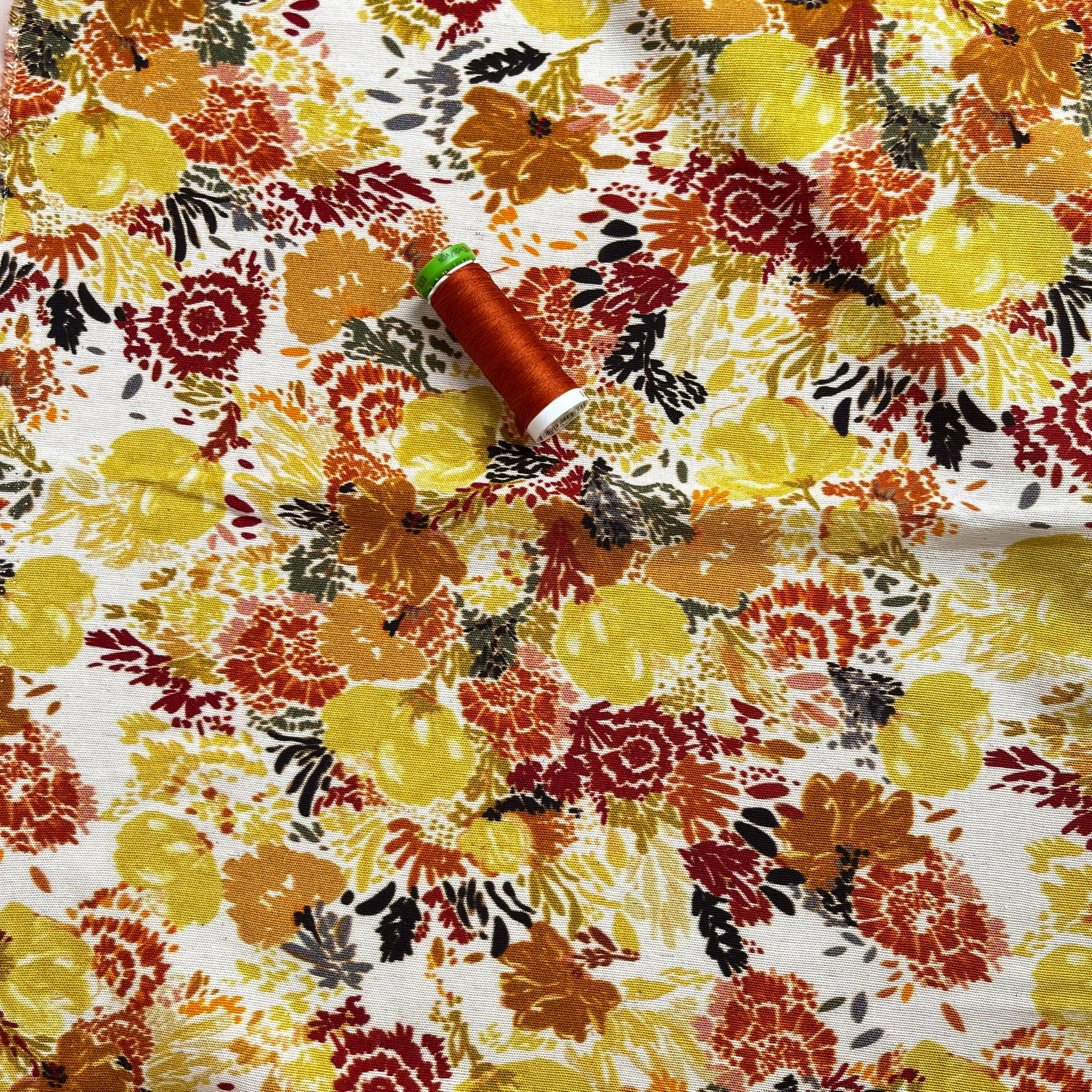 Autumn Sunset Florals Viscose Linen Fabric